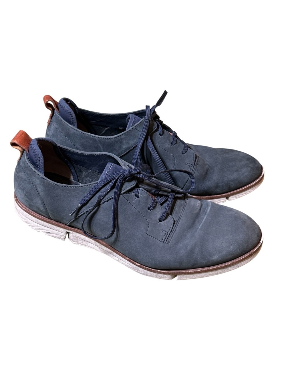 Clarks Mens Trigenic Shoe Navy Blue Nubuck Oxford Sneaker Shoe Flex Sole Sz 9M